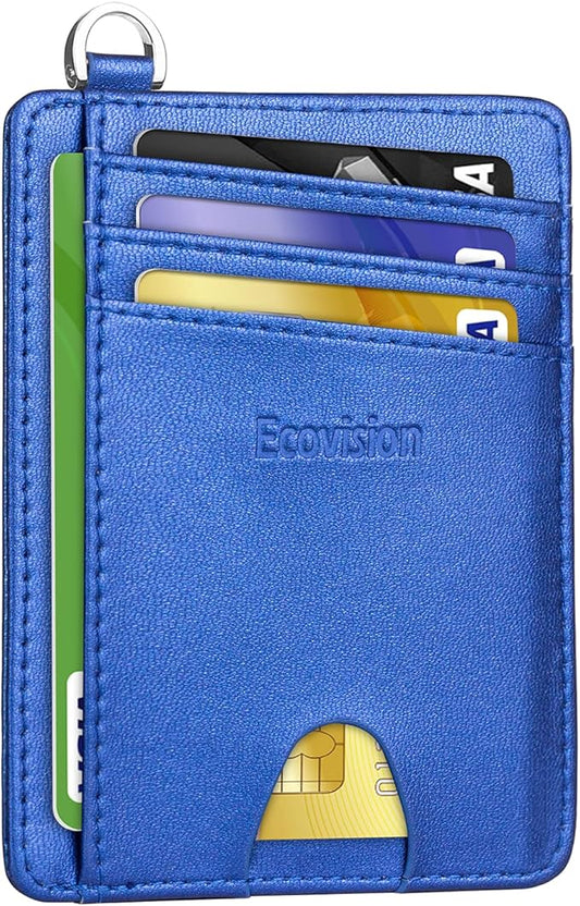 EcoVision Slim Minimalist Front Pocket Wallet, RFID Blocking Credit Card Holder Wallet with Detachable D-Shackle for Men Women