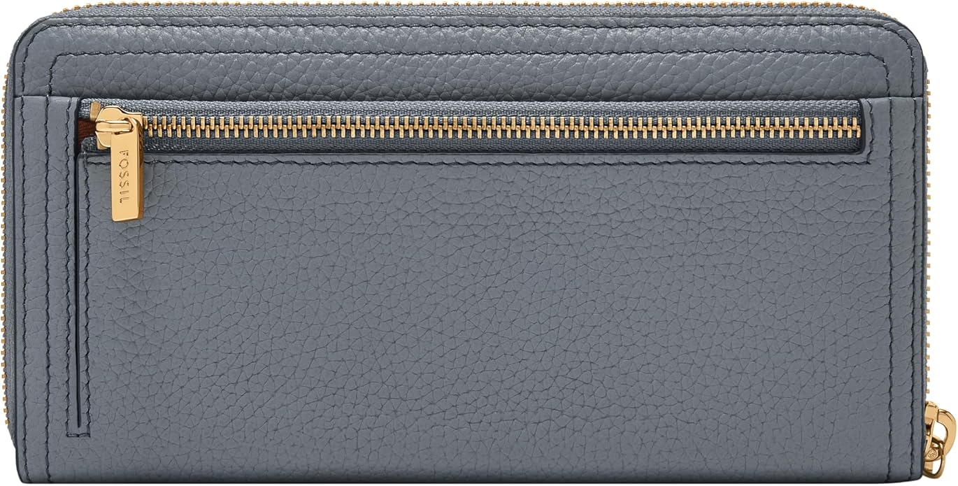 Fossil Women's Logan Leather RFID-Blocking Zip Around Clutch Wallet with Wristlet Strap for Women