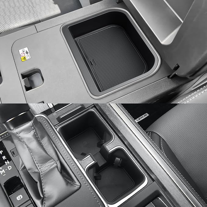 CDEFG 2Pcs Center Console Cool Box Organizer for 2024 2025 2026 Lexus GX 550 Armrest Storage Box Tray, for 2024-2026 Lexus GX 550 Accessories (Only Fit Cool Box)