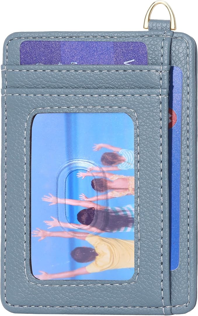 Badiya Credit Card Holder Slim Minimalist Wallet, Front Pocket Purse RFID Blocking Wallet Compact Card Case with ID Window for Women & Men