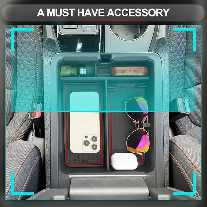 CDEFG 2023 2024 2025 Pilot Center Console Organizer Tray for 2023-2025 Honda Pilot Touring Sport EX-L Elite TrailSport LX Middle Console Storage Box 2024-2026 Ridgeline/ 2024-2026 Passport (Red)