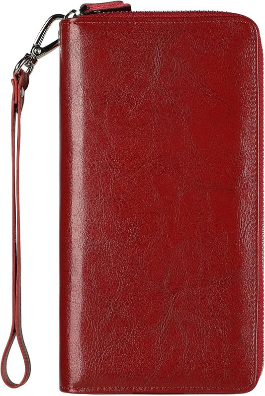 Lavemi Small Compact Women Wallet RFID Blocking Genuine Leather Bifold Purse with ID Windows