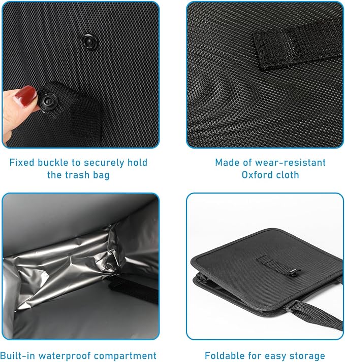 Foldable Car Trash Can, Waterproof Large Capacity Automotive Hanging Trash Bin, Leakproof Auto Garbage Bag Storage Container for All Vehicles, Interior Car Accessories (Small)