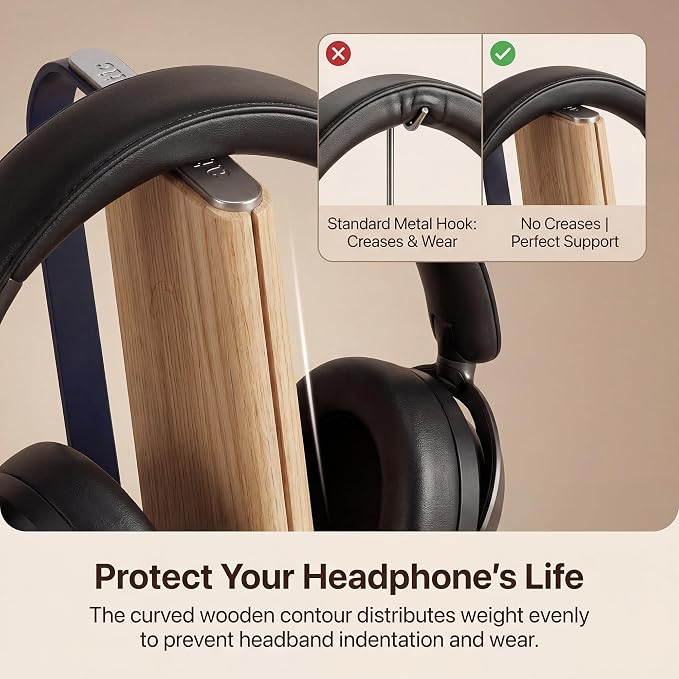 Headphone Stand for Desk, Weighted Base Headset Holder for AirPods Max Sony Bose Beats Sennheiser, Stable Gaming & Studio Earphone Rack, Light