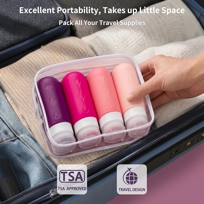 Gemice Travel Bottles for Toiletries, Tsa Approved, Travel Size Containers, BPA Free Leak Proof Tubs Refillable Liquid Accessories for Cometic Shampoo and Lotion Soap