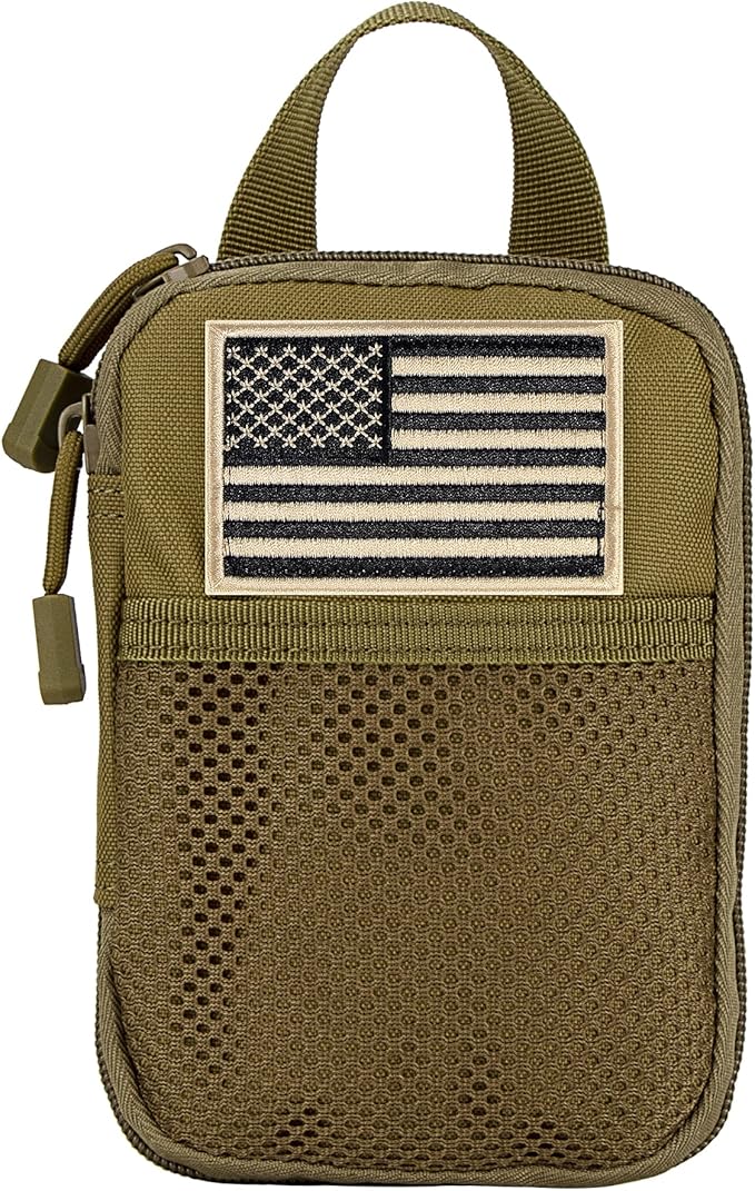 IronSeals Tactical Molle EDC Pouch Utility Tool Pouch Compact Pocket Organizer Pouch with US Flag Patch