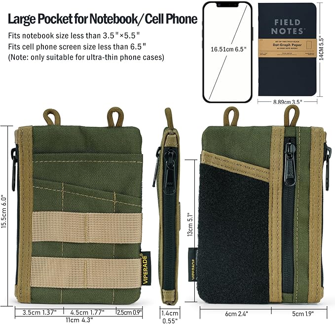 VIPERADE VE16 EDC Pouch, EDC Organizer for Men - Pocket Organizer Multitool Pouch Wallet for EDC Gears