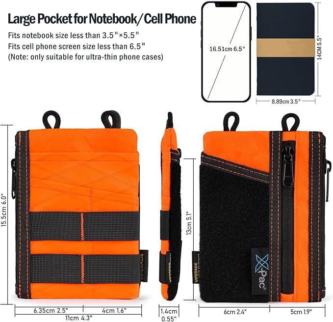 VIPERADE VE18 EDC Pouch, Pocket Organizer for Men, EDC Pocket Organizer, 3 Slots with 2 Zipper Pockets, Multitool Pouch