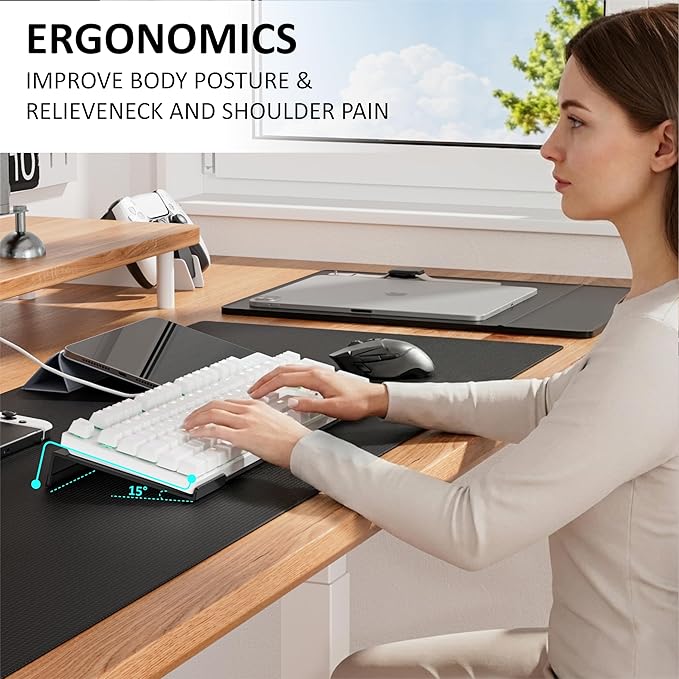 Acrylic Computer Keyboard Stand for Desk, Keyboard Riser Tilt Lift, Keyboard Holder for Desktop, Desk Keyboard Lifter（White）