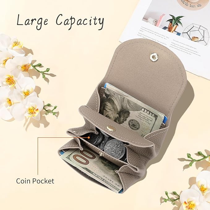 SENDEFN Leather Coin Purse for Women Small 3 Cash Change Pouch Holder Wallets