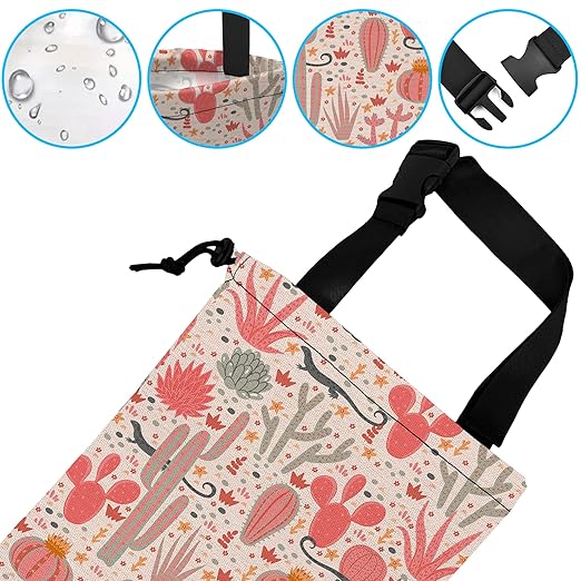 Car Trash Bag Hanging Cacti and Lizards Car Trash Can Waterproof Garbage Bag Hanging for Car Back Seat with Adjustable Straps and Drawstring for Car Accessories Vehicle Travelling