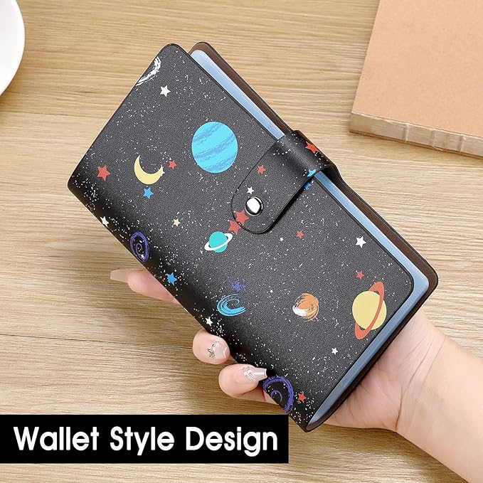 RFID Credit Card Holder, Leather Business Card Organizer with 96 Card Slots, Credit Card Case for Managing Your Different Cards and Important Documents to Prevent Loss or Damage (Starry Sky)