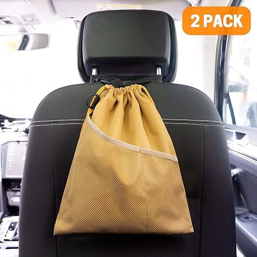 GNEGNI 2PCS Car Garbage Can, Hanging Car Trash Bag with Waterproof Leakproof Lining