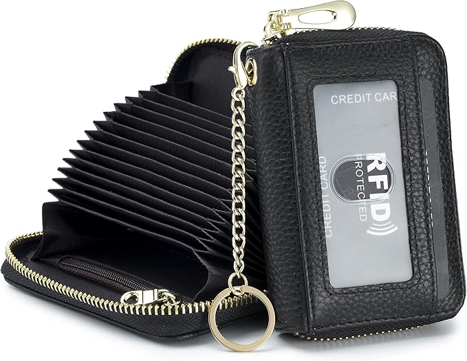 imeetu Rfid Credit Card Holder,Genuine Leather Businese Card Case,Rfid Blocking Wallet for Women & Men
