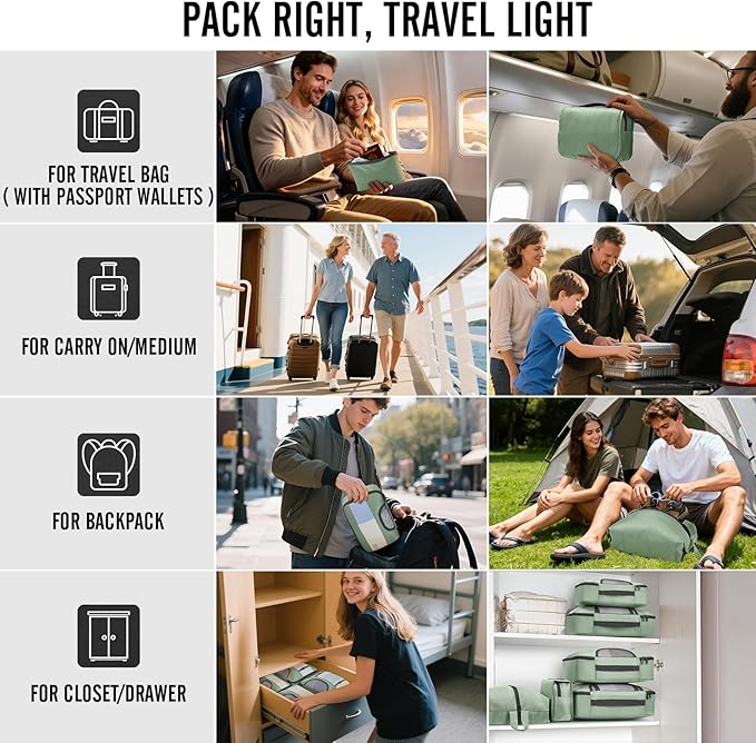 Veken 10 Set Packing Cubes for Travel Essential, Suitcase Organizer Bags in 4 Sizes, Carry-On Luggage Accessories with Large Laundry & Hanging Toiletry Bag, Must-Have for Airplane, Road Trip & Camping