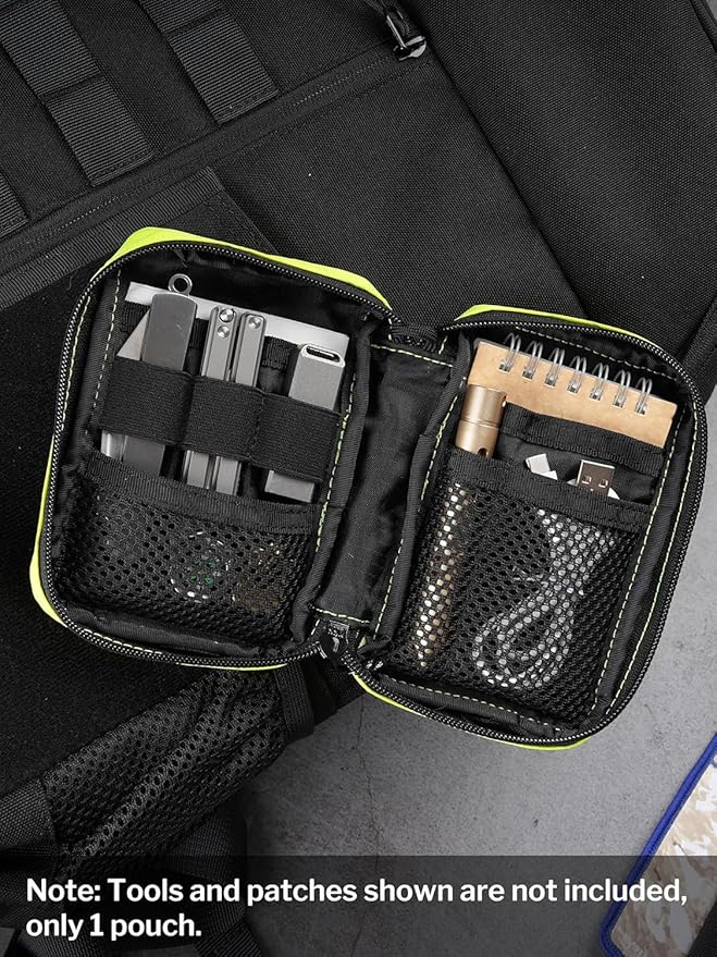 VIPERADE VE26 EDC Pouch Organizer with 11 Compartments, Small Tool Pouch with DIY Patches Area, EDC Pocket Organizer for Mutitools