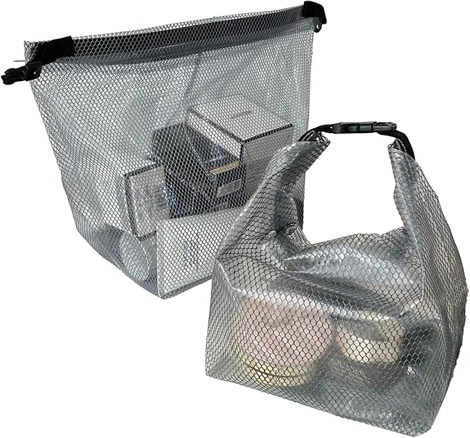Waterproof Mesh Cosmetic Bag for Travel Gym Bathroom Quick-Dry Toiletry Wet Bag Shower Organizer with Handle Portable Makeup Pouch Grey 2PCS
