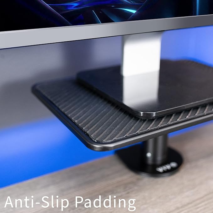 VIVO Clamp-On Universal Height Adjustable Ergonomic Computer Monitor and Laptop Riser, Tabletop Desk Stand, C-Clamp Design, Black, STAND-V000SCB