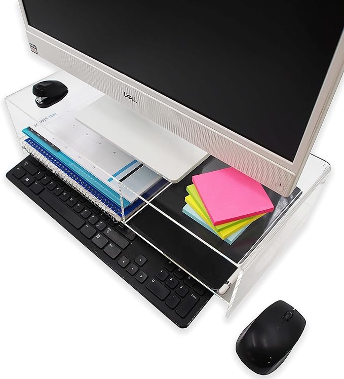 Company 4-Pack Clear 5mm Deluxe Acrylic Monitor Stand for Computers, Monitors, Laptops, Tablets, Office Use, Home Use, Desks, Tabletop, Standing Desk, Counter