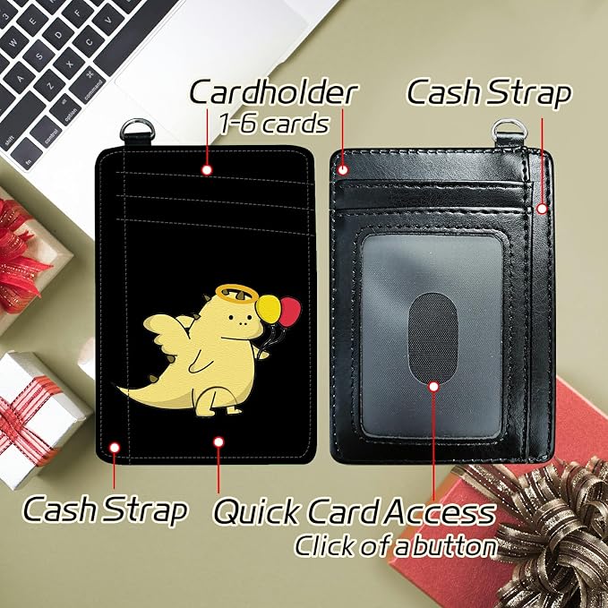Small Travel Wallets, Dinosaur Slim Minimalist Front Pocket Wallet with Wristlet, RFID Blocking PU Leather Credit Card Holder with ID Window Change Purse for Men Women