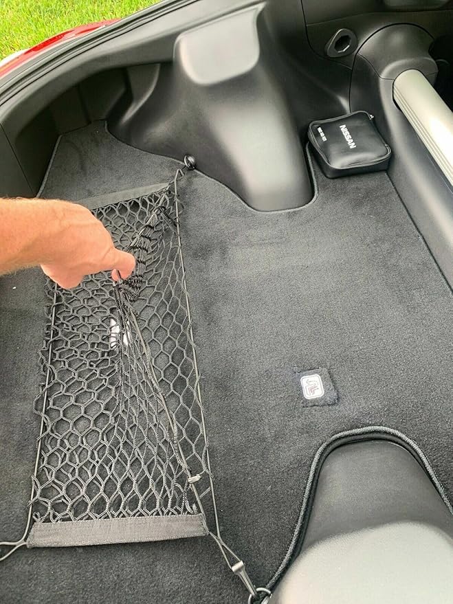 Trunk Organizer Cargo Net for Nissan 370Z 2009-2021 - Floor Style Cargo Net for Coupe - Premium Mesh Elastic Car Trunk Organizer Vehicle Carrier Storage - Compatible with Nissan 370Z