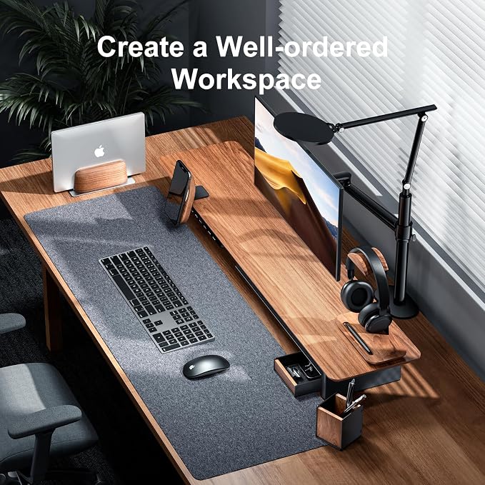 UPERGO Walnut Headphone Stand for Desk, Desk Tray Organizer, Nightstand Organizer