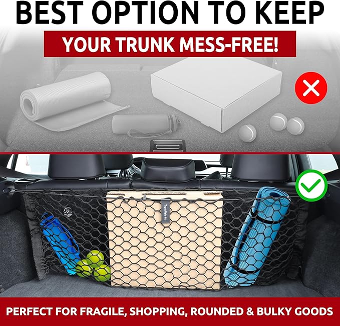 Back Seat Envelope Style Automotive Elastic Trunk Mesh Cargo Net for Lexus UX F Sport Luxury 2019-2024 - Premium Trunk Organizer and Storage - Luggage Net for Crossover - Best Car Organizer