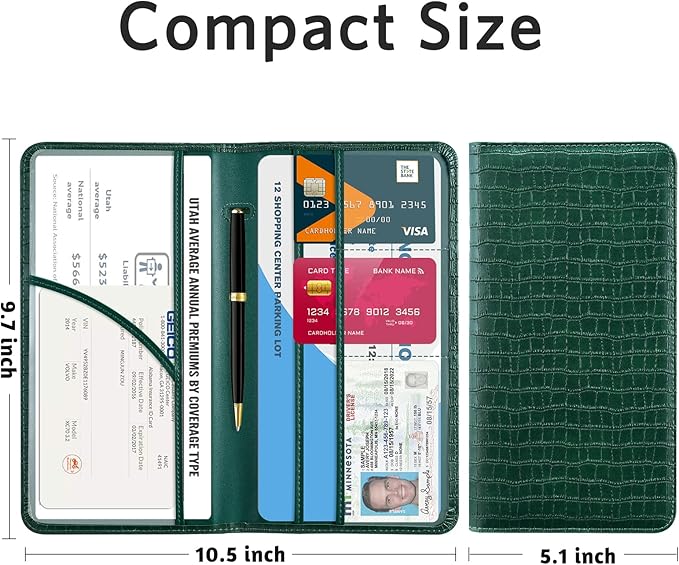 CoBak Car Registration and Insurance Holder - Vehicle Glove Box Car Organizer,Auto Truck Comparment Accessories Case with Magnetic Closure for Driver License,Cards