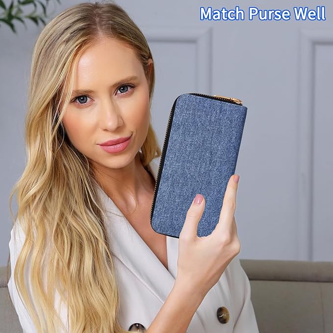 Denim Wallets for Women Ladies Large Capacity 2 Zipper Wallet Ladies Jean Purse Credit Card Holder