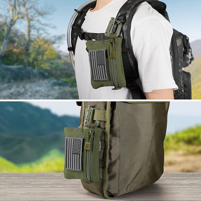 FRTKK 2 Pack Tactical Compact EDC Pouches Military Molle Utility Pouch Accessories Organizer Pouch Coin Purse Keychain Pocket Credit Card Holder Waist Pack