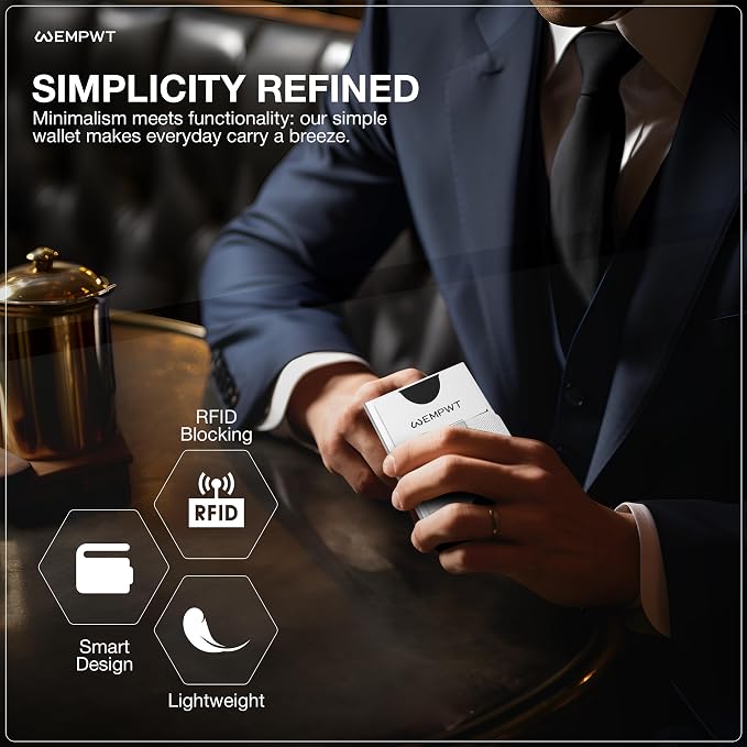 Aluminum Cardholder Wallet for Men-Metal Wallets with Advanced RFID Layer Protection | Slim & Minimalist Trendy Cardholder with Convenient Push Button for Quick Card Access (Silver)