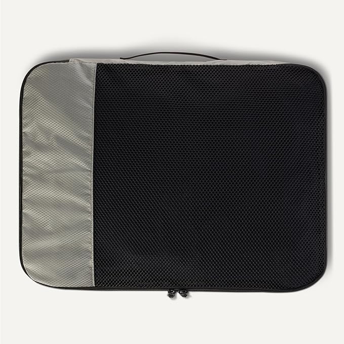 Amazon Essentials 4-Piece Packing Cubes Travel Accessories Set, Luggage Organizer, Suitcase Organizer with Double Zipper, Mesh Top, Space-Saving, Large, Gray (Previously Amazon Basics)