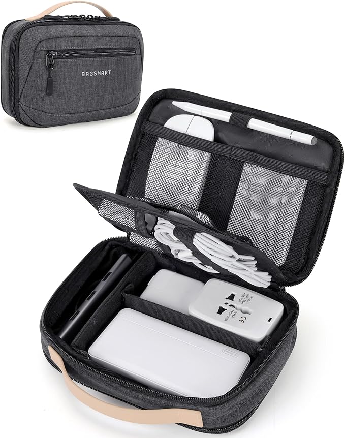 BAGSMART Electronics Organizer Travel Case, Cord Organizer Travel Cable Bag for Tech Accessories (Black)