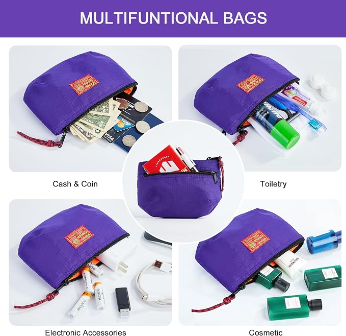 Rough Enough Small Cosmetic Bag for Travel Women Makeup Pouch Cute Compact Leak-Resistant Organization Storage Bags with YKK Zipper Purple