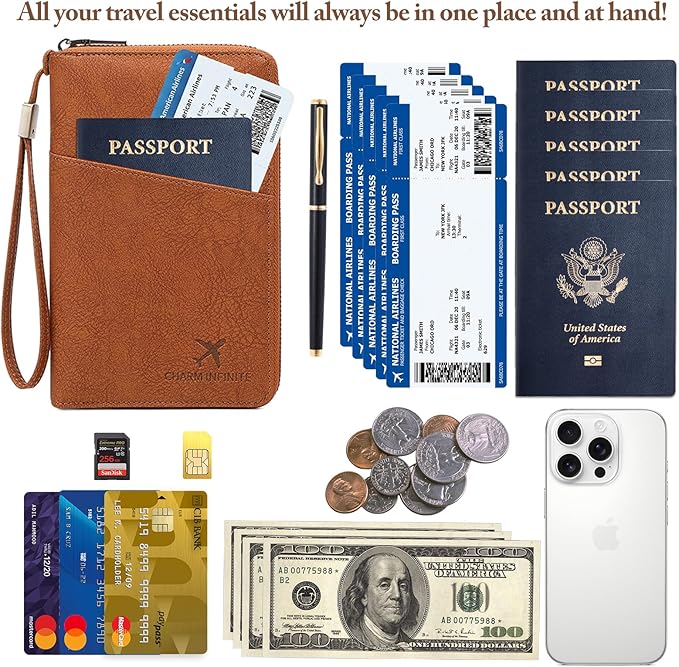 Family Passport Holder for Travel Women and Men RFID Passport Holder with Card Slots Holder Passport Case Passport cover Passport Wallet Travel Essentials and Accessories