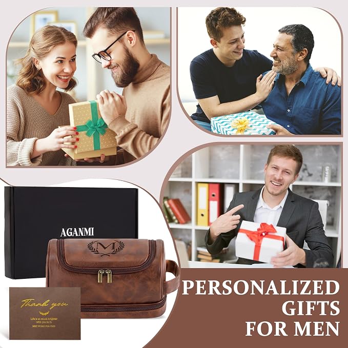 Personalized Husband Birthday Gift from Wife Travel Toiletry Bag for Men Him, Cool Valentines Thanksgiving Christmas Anniversary Birthday Gifts for Husband Boyfriend Partner, Reddish Brown C