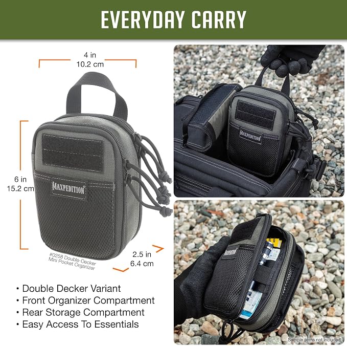 MAXPEDITION Double-Decker Pocket Organizer, Tactical Tool Pouch for Organization, EDC Pouch for Everyday Carry