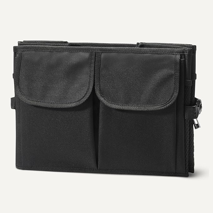 Amazon Basics Trunk Organizer for Car, Multi-Compartment Car Storage, Foldable, 13.5 Gallon, Black