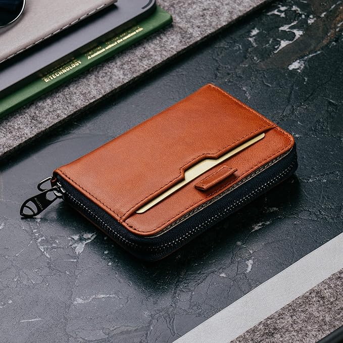 Vaultskin Mayfair Premier Leather Zip Wallet - Ultimate RFID Safety, Streamlined for Style & Functionality for Men and Women