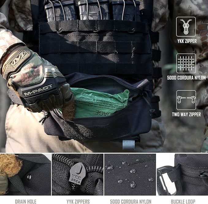 WYNEX Tactical Dump Drop Pouch, Dangler Pouch Utility Tool Pack Sub Abdominal Carrying Bag EDC Pocket Organizer Accessories for Plate Carrier Chest Rig