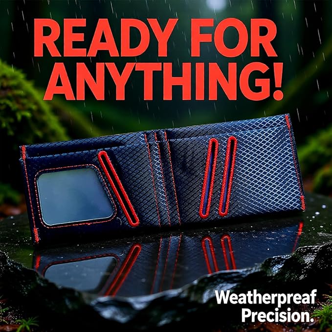Minimalist RFID Blocking Slim Wallet for Men – Waterproof Microfiber Front Pocket Bifold Card Holder – Holds 10 Cards & Cash (Stealth Crimson Edition)