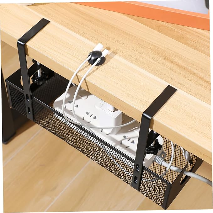 Veemoon Under Desk Cable Organizer Tray Capacity Metal Wire Storage for Home Installation Sturdy Design for Tidy Cord Management and Organization