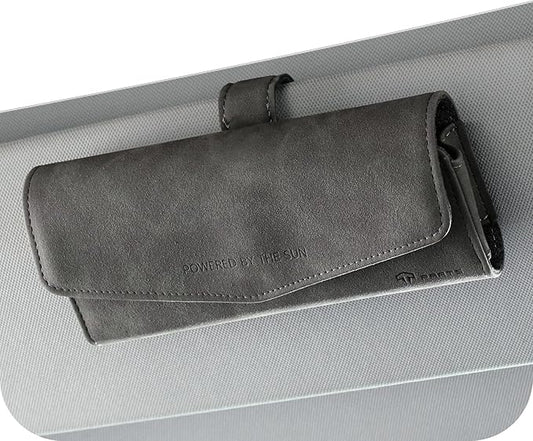 TPARTS Suede Sunglasses Holder for Tesla Sun Visor, Magnetic Glasses Protective Storage Case Vehicle Visor Organizer Box Tesla Interior Accessories (Gray Micro-suede)