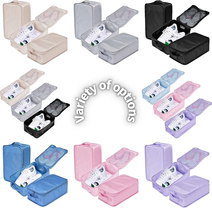 tianzong Travel Shoe Bag with Handle Holds 2 Pairs of Shoes, Shoe Packing Cubes for Travel (Purple, 2 Pack)