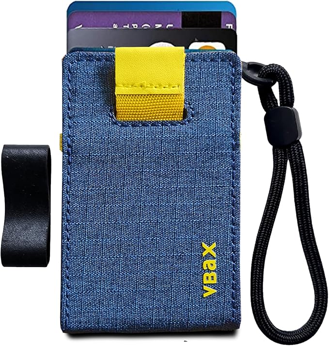 RFID Minimalist Slim Wallet for Men and Women, Holds Up to 12 Cards, Cash, Key Thin and Lightweight Credit Card Holder (Blue Microfiber – Solar Edition)