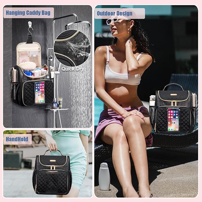 Otevan Large Toiletry Bag for Women Men,Portable Shower Caddy For College Dorms,Gym Shower Bag for Women, Quick Dry Hanging Toiletry Bag Bathroom Accessories Bag for Traveling, Camping Essentials