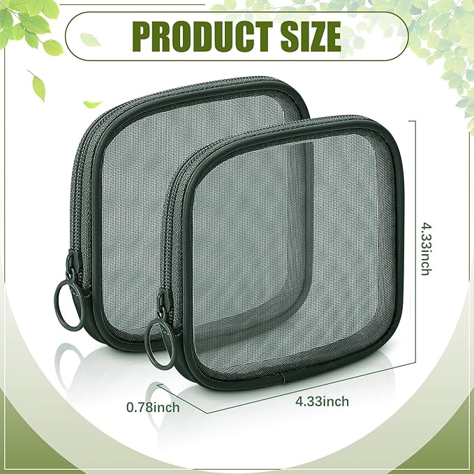 Weewooday 4 Pcs Mesh Makeup Bag Mesh Cosmetic Bag Travel Toiletry Pouch with Zipper Mini Makeup Cosmetic Purse for Daily Accessory(Small,Olive Green)
