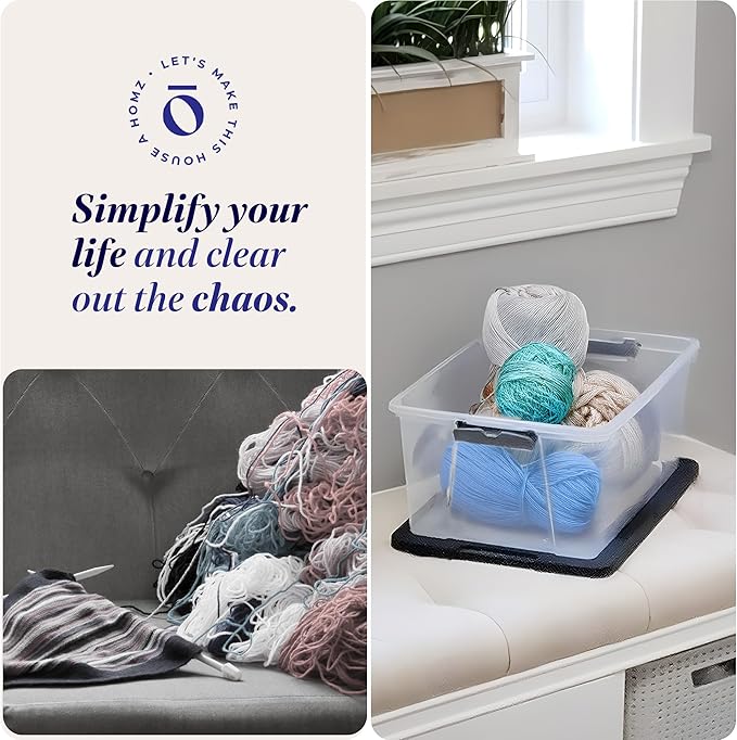 HOMZ 8-Pack Snaplock, Small Clear Plastic Storage Organizer Bins with Lids, 15 Quart, Gray - Stackable Container Boxes for Bedroom, Bathroom, Garage, and Office Organization