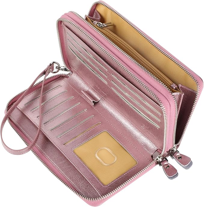 Lavemi Small Compact Women Wallet RFID Blocking Genuine Leather Bifold Purse with ID Windows