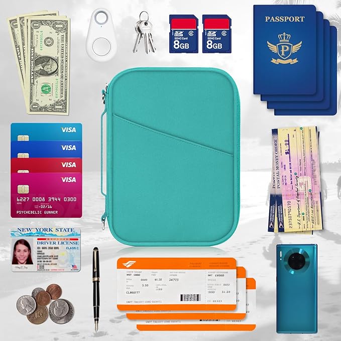 EcoVision Family Passport Holder for Travel with RFID Blocking, Traveling Essentials Organizer Pouch Bag, Light Passport Wallet for Travel Must Haves Accessories for Women Men